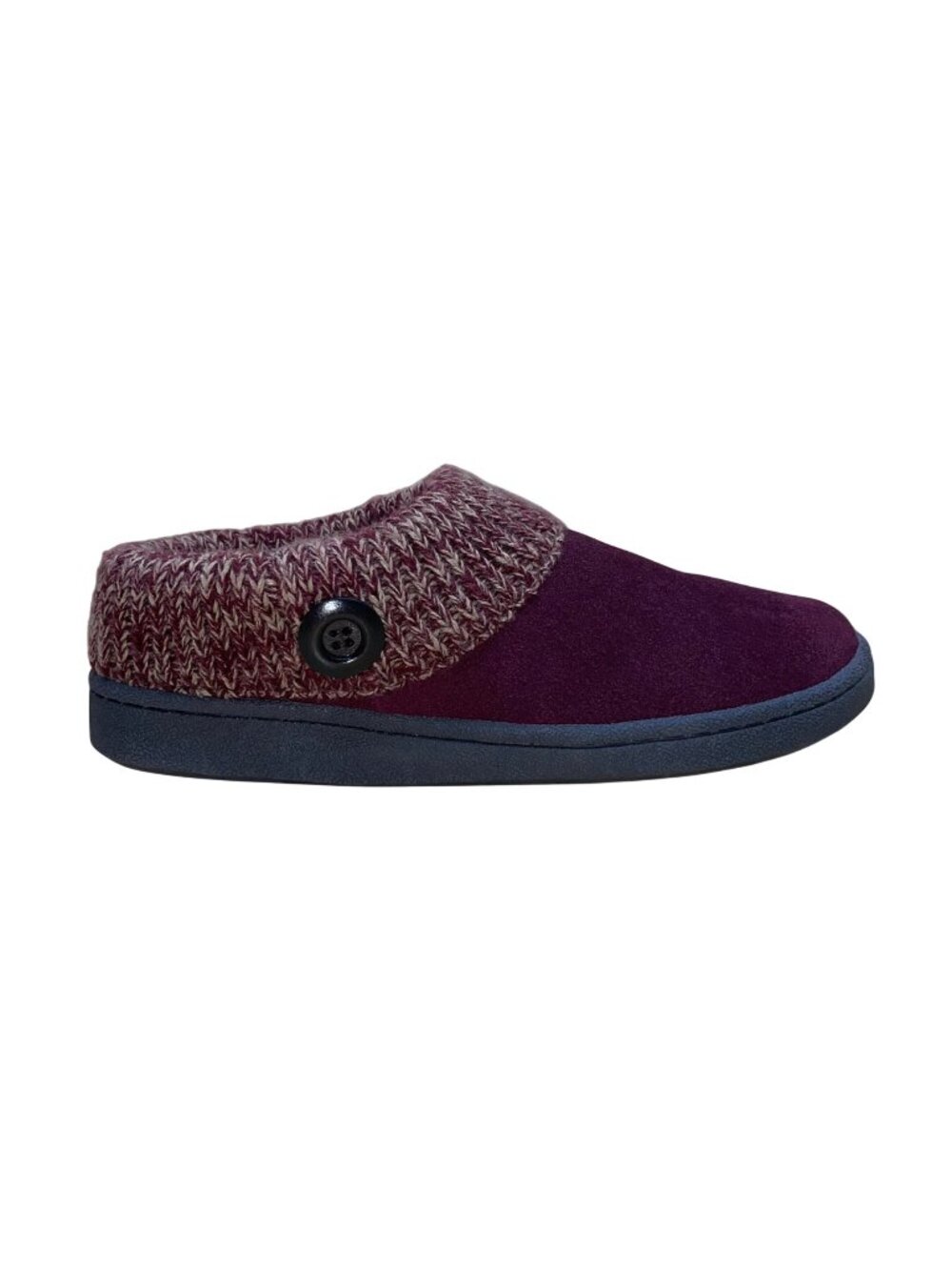 Clarks Women’s Burgundy Knit Cuff With Faux Fur Lining Slippers Size 10M